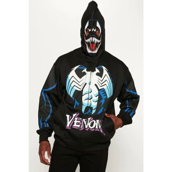 CLEARANCE Marvel Venom Full Face Zip Up Hoodie Cosplay Costume - Picture 9 of 14